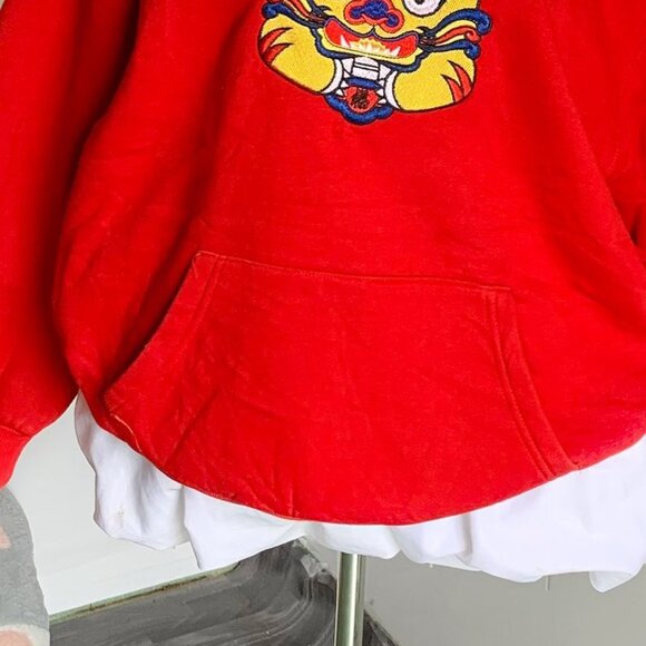 Chinese Lion Dance Red Hoodie Sweatshirt - Picture 3 of 4